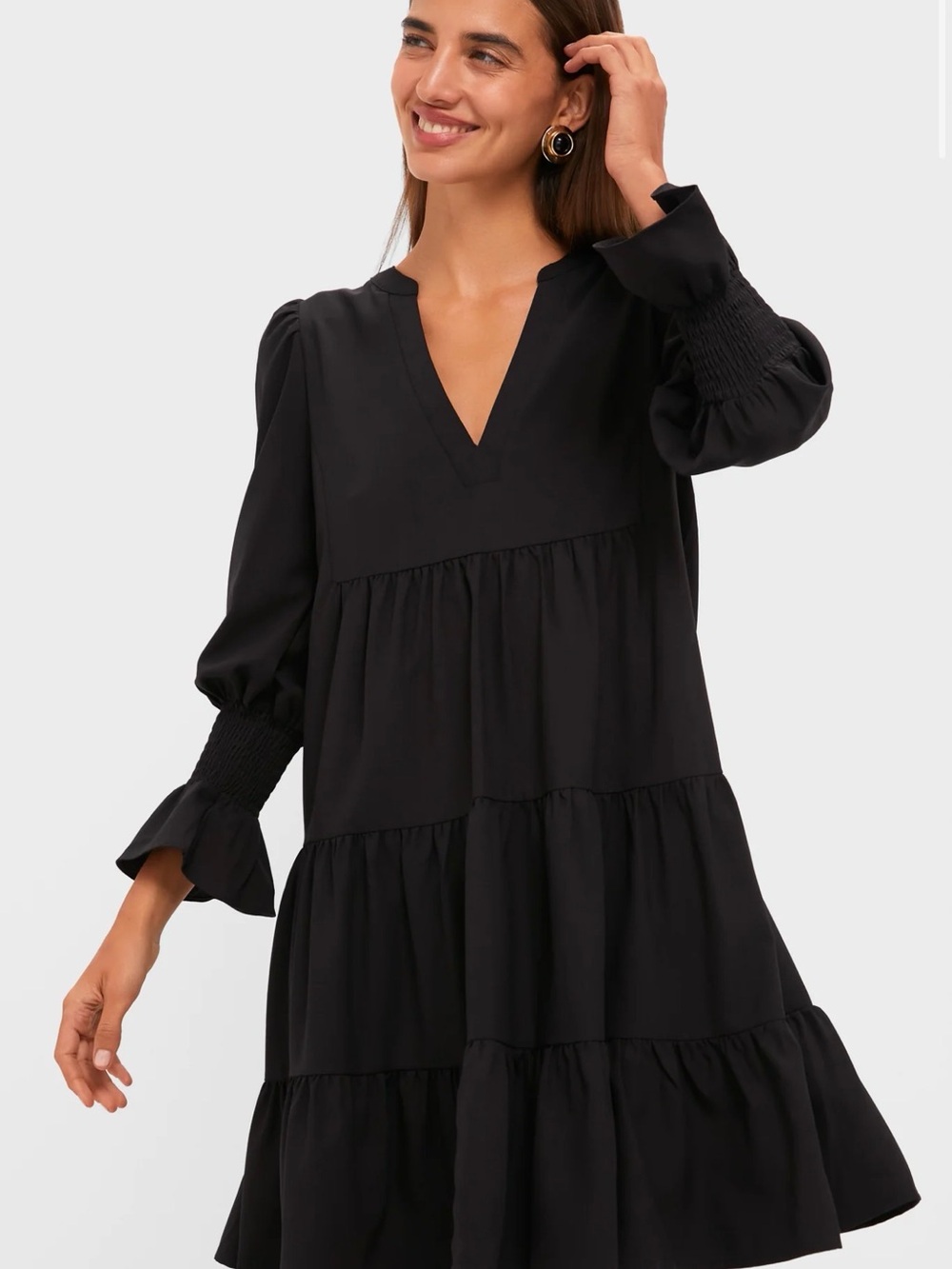 POMANDER PLACE • Black Crepe Kenzo Dress long sleeve belted- Medium